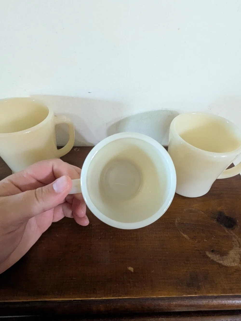 Vintage Fire King Milk Glass D-Handle Coffee Mugs - Set of 3 Antique Anchor Hock